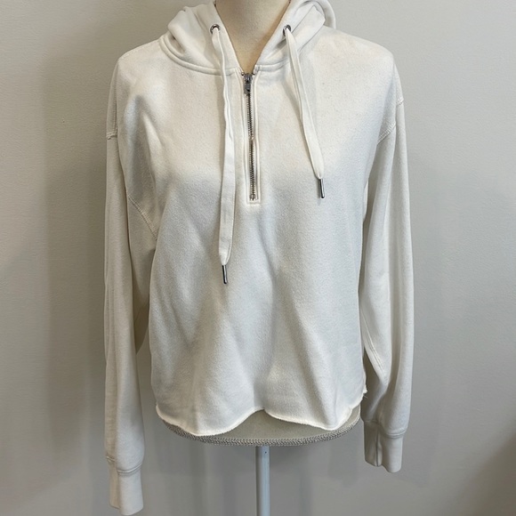 Abercrombie & Fitch Tops - Abercrombie & Fitch Cream 1/4 Zip Hooded Sweatshirt